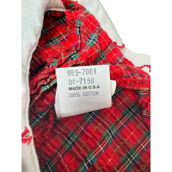 OshKosh BGosh 1980s Toddler Size 4 Red Plaid Cotton Dress Embroidered Collar - Picture 6 of 10